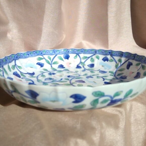 Vintage Maebata Gokusai Hand Painted Blue Lotus Flower Porcelain Bowl from Japan - Picture 6 of 10